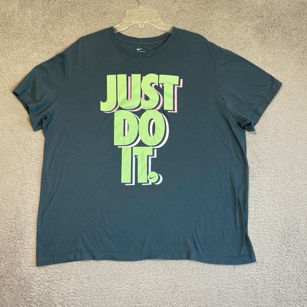 Nike Just Do It Graphic T Shirt XXL 2XL Green Gray Cotton Casual Tee